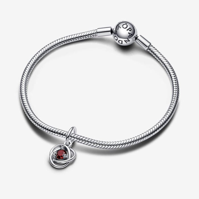 PANDORA : January Red Eternity Circle Dangle Charm - PANDORA : January Red Eternity Circle Dangle Charm