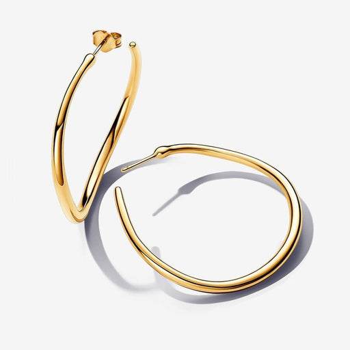 PANDORA : Organically Shaped 42 mm Open Hoop Earrings in Gold - PANDORA : Organically Shaped 42 mm Open Hoop Earrings in Gold