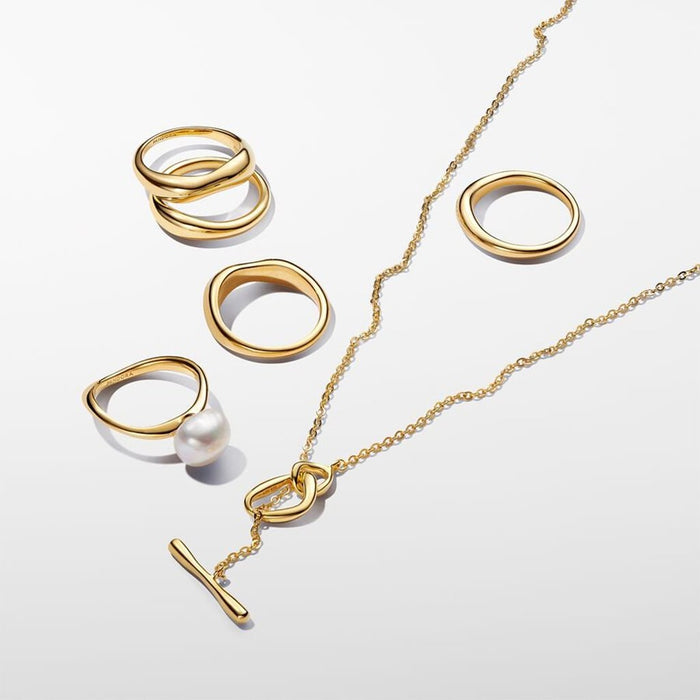 PANDORA : Organically Shaped Circles T - bar Necklace - PANDORA : Organically Shaped Circles T - bar Necklace