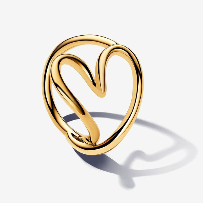 PANDORA : Organically Shaped Heart Ring in Gold - PANDORA : Organically Shaped Heart Ring in Gold