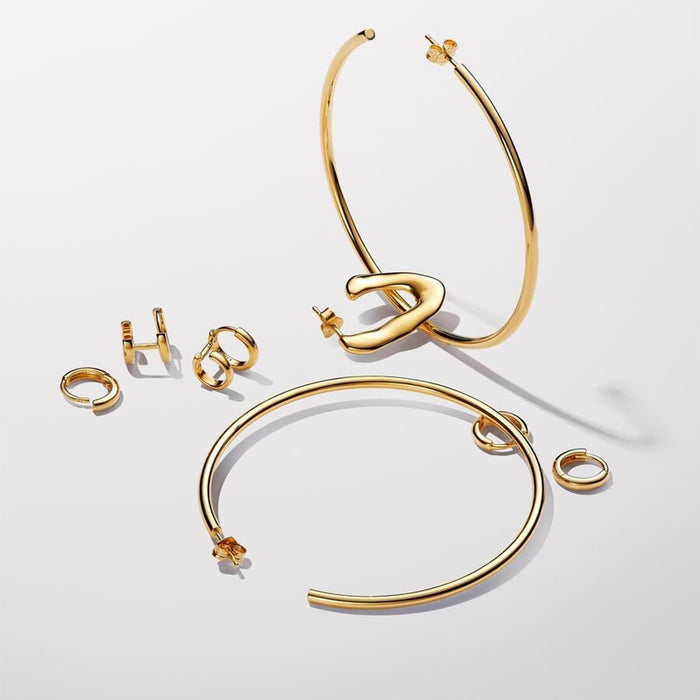 PANDORA : Organically V - shaped Open Hoop Earrings in Gold - PANDORA : Organically V - shaped Open Hoop Earrings in Gold