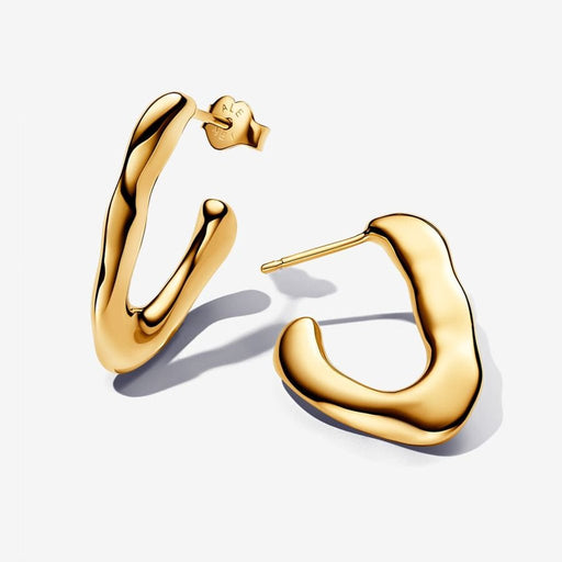 PANDORA : Organically V - shaped Open Hoop Earrings in Gold - PANDORA : Organically V - shaped Open Hoop Earrings in Gold