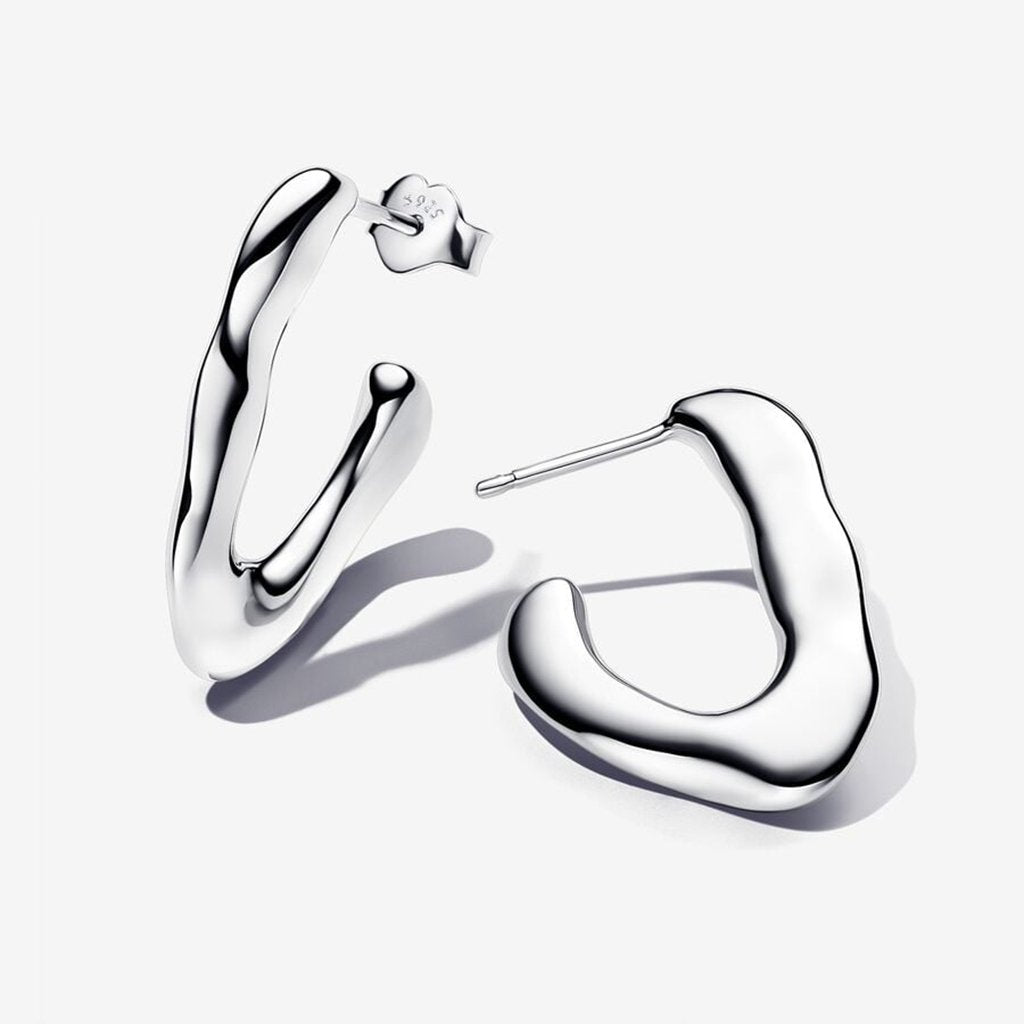 PANDORA : Organically V-shaped Open Hoop Earrings in Sterling