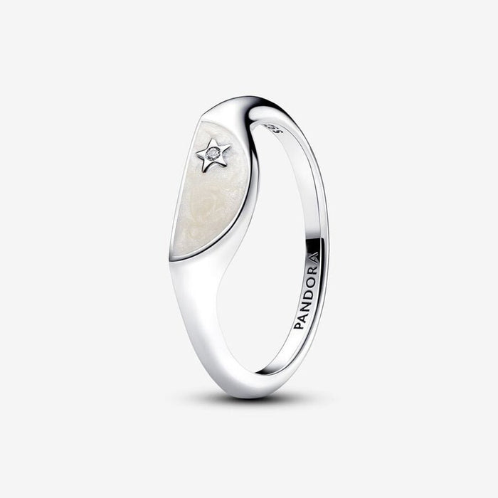 PANDORA : Pandora ME Halved Enamel Signet Ring - Silver - PANDORA : Pandora ME Halved Enamel Signet Ring - Silver