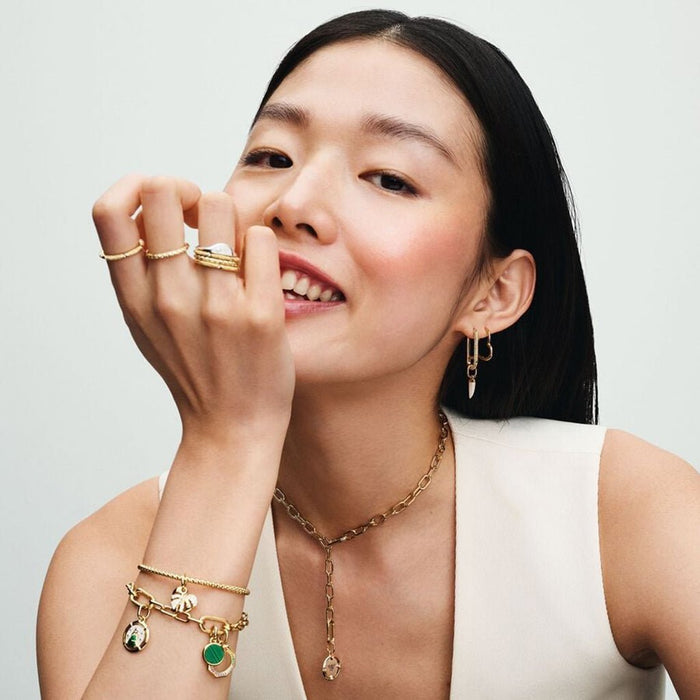 PANDORA Halved Enamel Signet Ring Sterling Silver