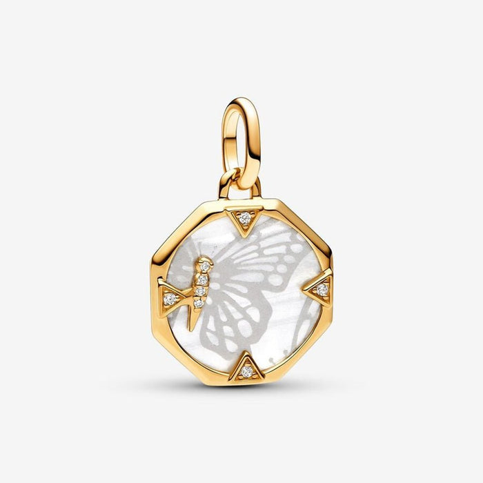 PANDORA : Pandora ME Pearlescent Butterfly Medallion Charm - Gold - PANDORA : Pandora ME Pearlescent Butterfly Medallion Charm - Gold