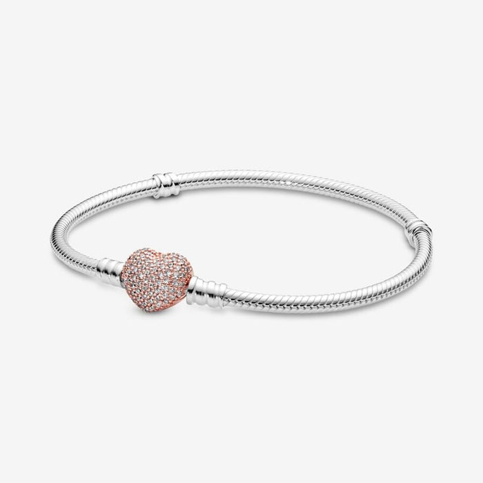 PANDORA : Pandora Moments Heart Clasp Snake Chain Bracelet - PANDORA : Pandora Moments Heart Clasp Snake Chain Bracelet