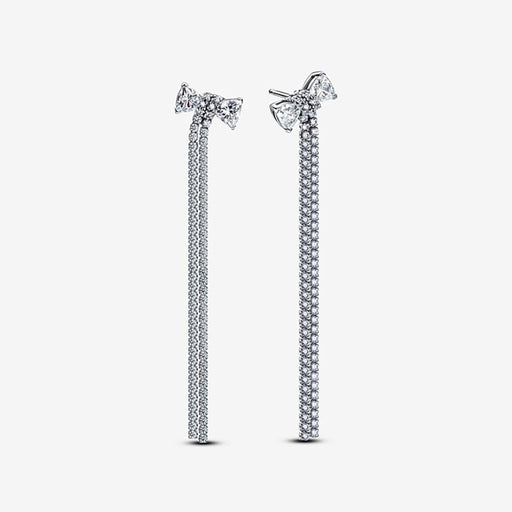 PANDORA : Pavé Bow Drop Earrings - PANDORA : Pavé Bow Drop Earrings