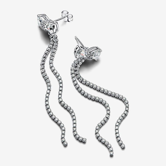 PANDORA : Pavé Bow Drop Earrings - PANDORA : Pavé Bow Drop Earrings