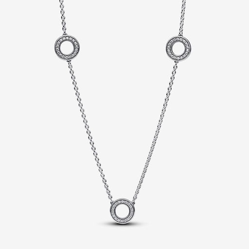 PANDORA : Pavé Circles Chain Necklace - Sterling Silver - PANDORA : Pavé Circles Chain Necklace - Sterling Silver