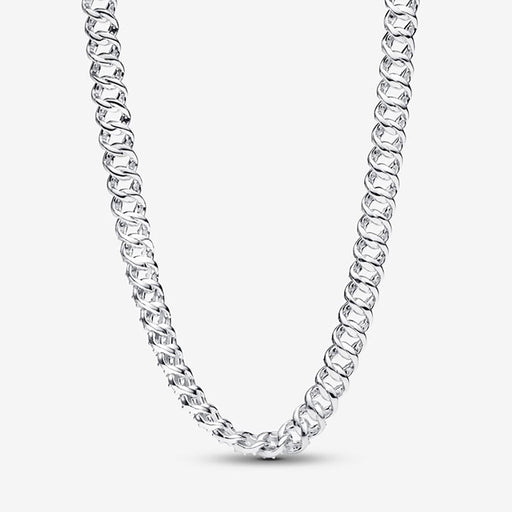 PANDORA : Pavé Cuban Chain Necklace - Sterling Silver (17.7") - PANDORA : Pavé Cuban Chain Necklace - Sterling Silver (17.7")