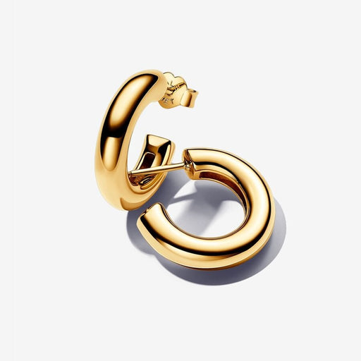 PANDORA : Round Open Hoop Earrings in Gold - PANDORA : Round Open Hoop Earrings in Gold