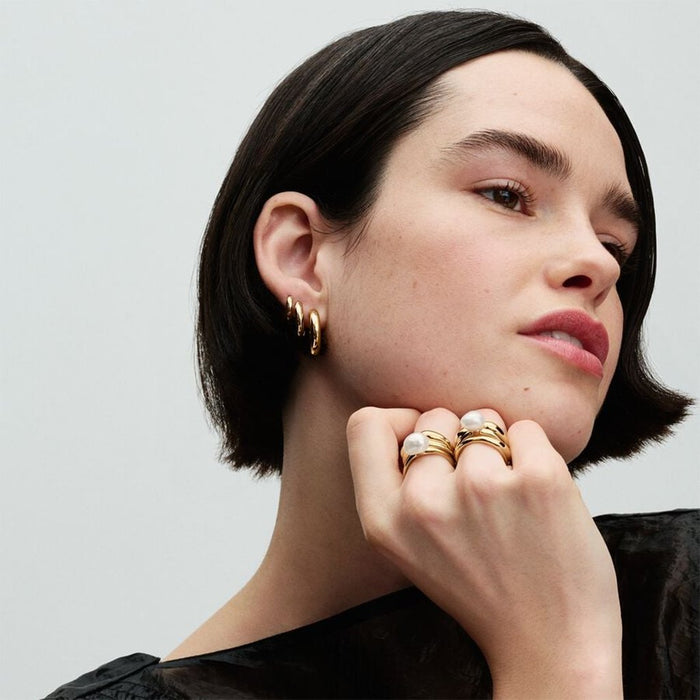 PANDORA : Round Open Hoop Earrings in Gold - PANDORA : Round Open Hoop Earrings in Gold