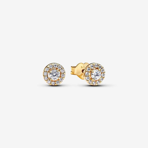 PANDORA : Round Pavé Halo Stud Earrings - PANDORA : Round Pavé Halo Stud Earrings