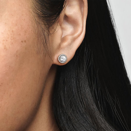 PANDORA : Round Sparkle Stud Earrings - PANDORA : Round Sparkle Stud Earrings