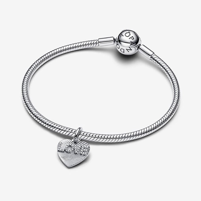 PANDORA : Silver Love Heart Dangle Charm - PANDORA : Silver Love Heart Dangle Charm