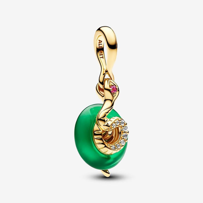 PANDORA : Snake Green Murano Glass Dangle Charm - PANDORA : Snake Green Murano Glass Dangle Charm