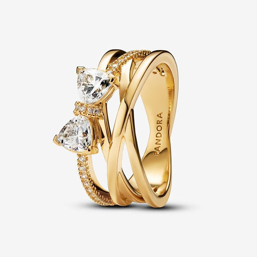 PANDORA : Sparkling Bow & Crossover Band Ring - PANDORA : Sparkling Bow & Crossover Band Ring