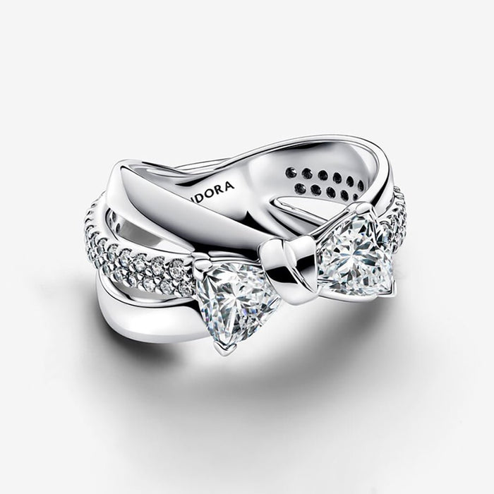 PANDORA : Sparkling Bow Crossover Ring - PANDORA : Sparkling Bow Crossover Ring