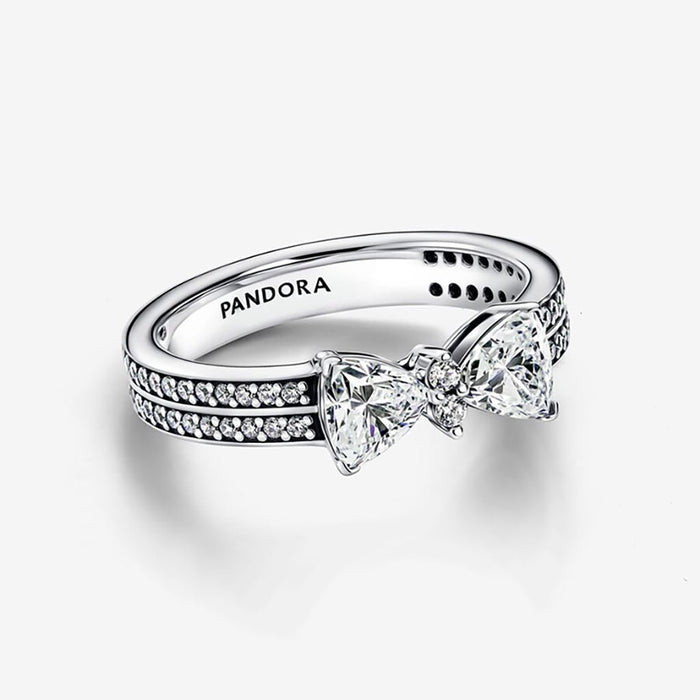 PANDORA : Sparkling Bow Double - row Ring - PANDORA : Sparkling Bow Double - row Ring