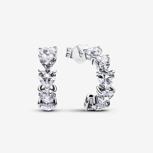 PANDORA : Sparkling Hearts Open Hoop Earrings - PANDORA : Sparkling Hearts Open Hoop Earrings