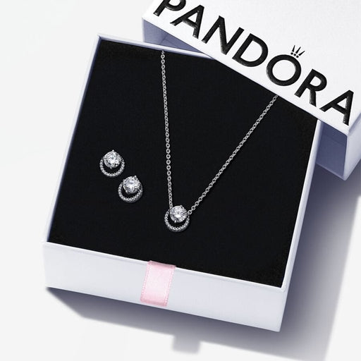 PANDORA : Sparkling Round Cut Jewelry Set - Sterling Silver - PANDORA : Sparkling Round Cut Jewelry Set - Sterling Silver