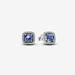 PANDORA : Sparkling Square Blue Halo Stud Earrings - PANDORA : Sparkling Square Blue Halo Stud Earrings