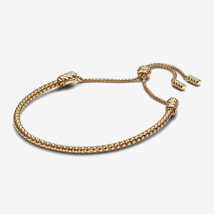 PANDORA : Studded Chain Slider Bracelet - Gold - PANDORA : Studded Chain Slider Bracelet - Gold