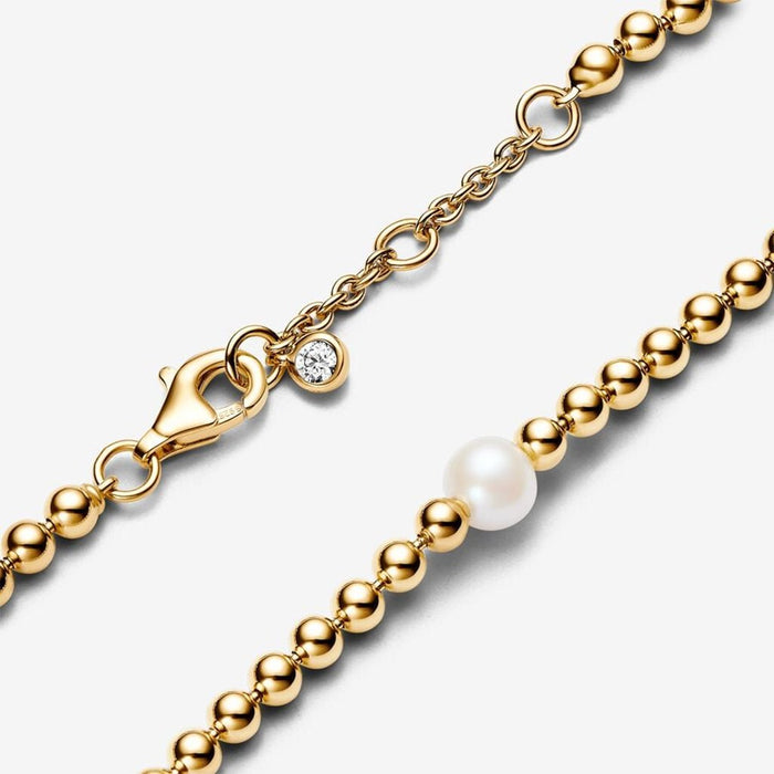 PANDORA : Treated Freshwater Cultured Pearl & Beads Bracelet - Gold Plated - PANDORA : Treated Freshwater Cultured Pearl & Beads Bracelet - Gold Plated