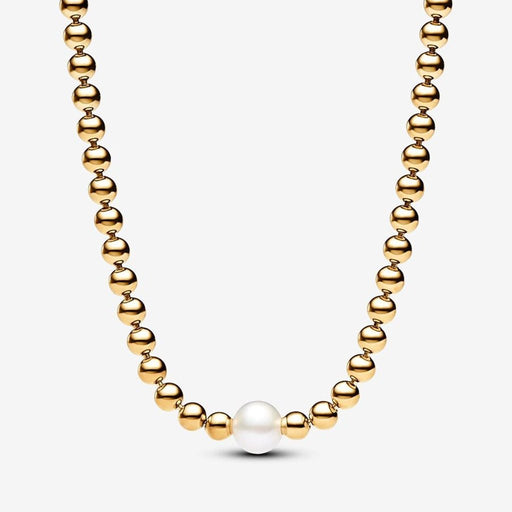 PANDORA : Treated Freshwater Cultured Pearl & Beads Collier Necklace - Gold Plated - PANDORA : Treated Freshwater Cultured Pearl & Beads Collier Necklace - Gold Plated