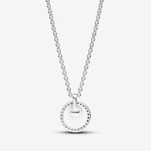 PANDORA : Treated Freshwater Cultured Pearl & Pavé Collier Necklace - Sterling Silver - PANDORA : Treated Freshwater Cultured Pearl & Pavé Collier Necklace - Sterling Silver