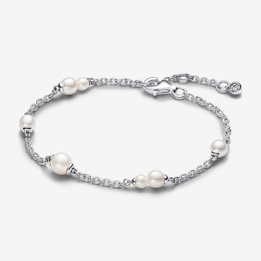 PANDORA : Treated Freshwater Cultured Pearl Station Chain Bracelet - Sterling Silver - PANDORA : Treated Freshwater Cultured Pearl Station Chain Bracelet - Sterling Silver