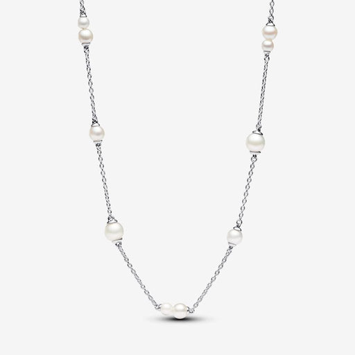 PANDORA : Treated Freshwater Cultured Pearl Station Chain Necklace - Sterling Silver - PANDORA : Treated Freshwater Cultured Pearl Station Chain Necklace - Sterling Silver