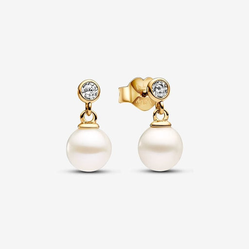 PANDORA : Treated Freshwater Cultured Pearl & Stone Drop Earrings - Gold - PANDORA : Treated Freshwater Cultured Pearl & Stone Drop Earrings - Gold