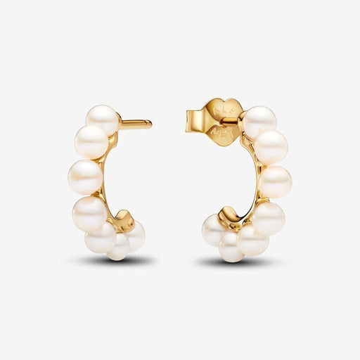 PANDORA : Treated Freshwater Cultured Pearls Open Hoop Earrings - Gold - PANDORA : Treated Freshwater Cultured Pearls Open Hoop Earrings - Gold