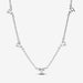 PANDORA : Triple Stone Heart Station Chain Necklace - Sterling Silver - PANDORA : Triple Stone Heart Station Chain Necklace - Sterling Silver