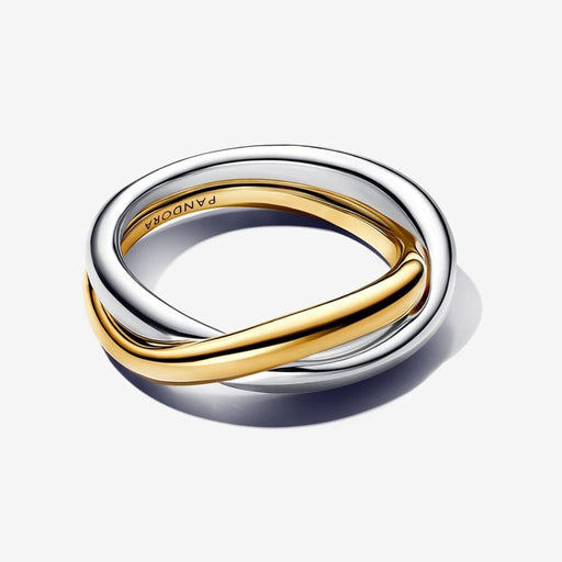 PANDORA : Two - tone Entwined Bands Ring in Silver/Gold Blend - PANDORA : Two - tone Entwined Bands Ring in Silver/Gold Blend