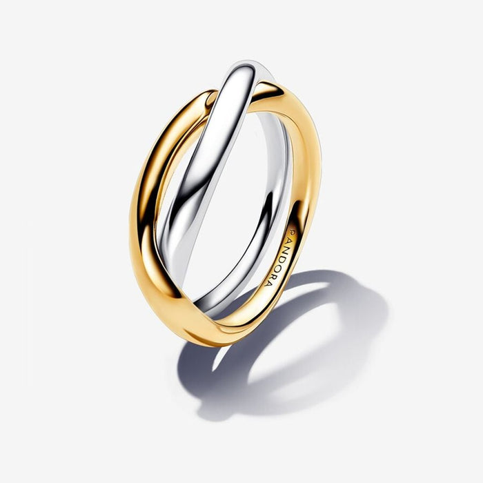 PANDORA : Two - tone Entwined Bands Ring in Silver/Gold Blend - PANDORA : Two - tone Entwined Bands Ring in Silver/Gold Blend