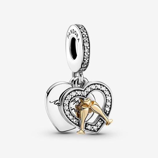 PANDORA : Two - tone Happy Anniversary Dangle Charm - PANDORA : Two - tone Happy Anniversary Dangle Charm