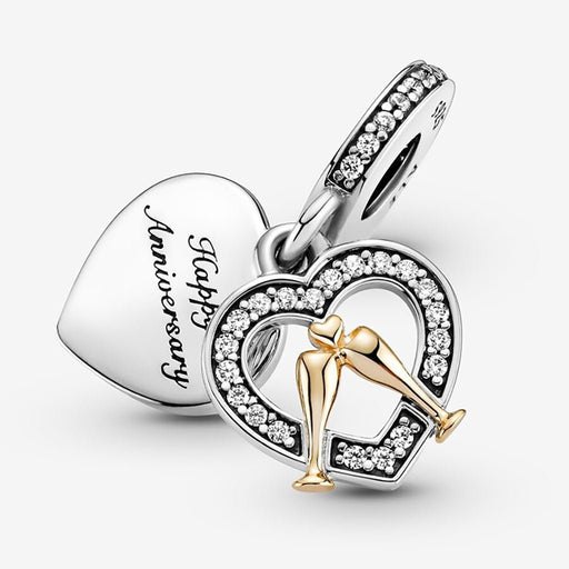 PANDORA : Two - tone Happy Anniversary Dangle Charm - PANDORA : Two - tone Happy Anniversary Dangle Charm