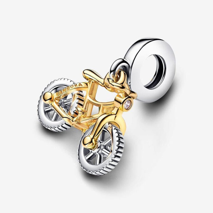 PANDORA :Two - tone Spinning Wheels Bicycle Dangle Charm - PANDORA :Two - tone Spinning Wheels Bicycle Dangle Charm