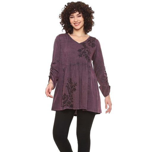 Parsley & Sage : Plum Embroidered Cotton Tunic - Parsley & Sage : Plum Embroidered Cotton Tunic