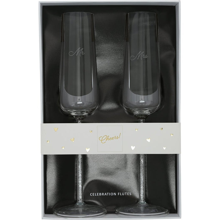 Pavilion Gift Co : Mr. & Mrs. Gift Boxed 7 oz Glass Toasting Flute Set - Pavilion Gift Co : Mr. & Mrs. Gift Boxed 7 oz Glass Toasting Flute Set