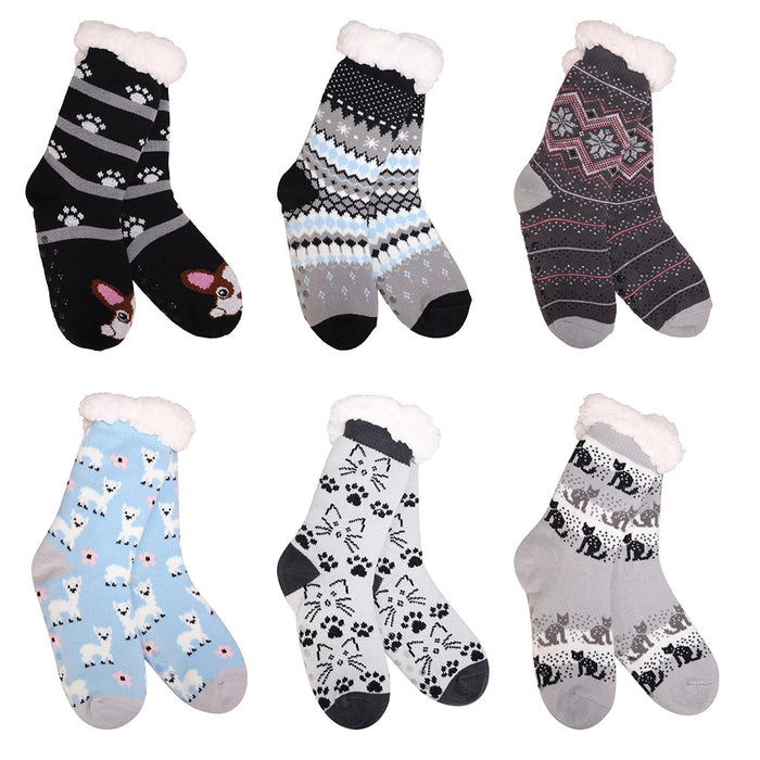 Paw Print Paradise Thermal Slipper Socks - Paw Print Paradise Thermal Slipper Socks