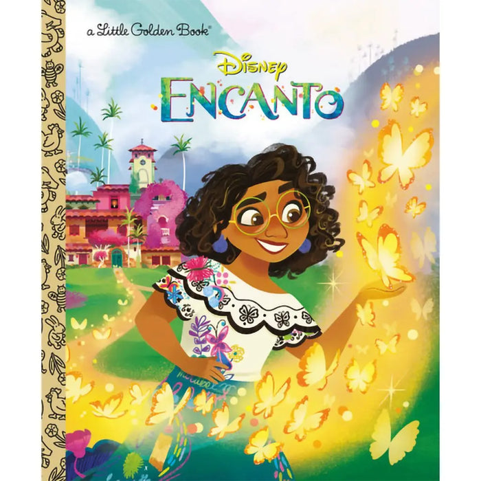 Disney Encanto Little Golden Book cover with a character holding butterflies and a colorful village.