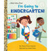 Book cover of 'I'm Going to Kindergarten!' with two children and a classroom setting.