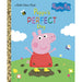 Book cover of 'Peppa's Perfect Day' featuring Peppa Pig on a grassy field with flowers and clouds.