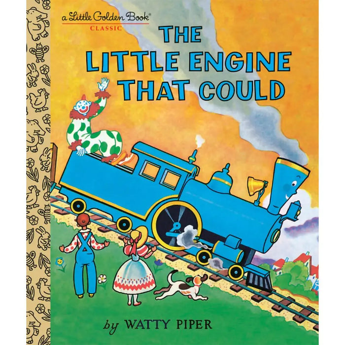 Book cover of 'The Little Engine That Could' by Watty Piper with a colorful illustration of a blue engine and characters.