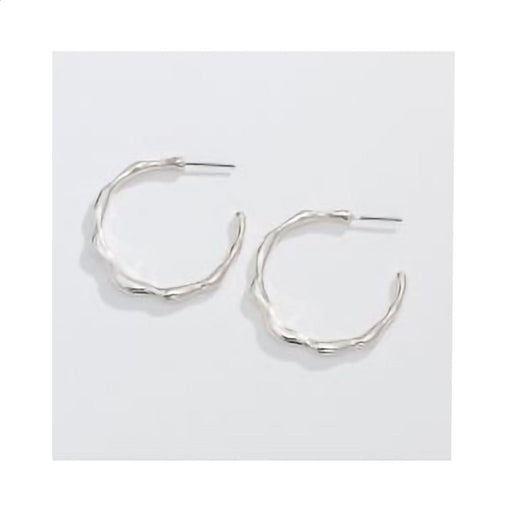 Periwinkle by Barlow : 1.25” Abstract Polish Silver Hoops -Earrings - Periwinkle by Barlow : 1.25” Abstract Polish Silver Hoops -Earrings