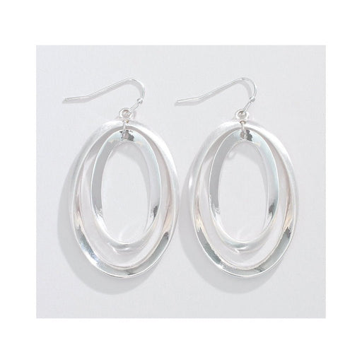 Periwinkle by Barlow : 1.5" Brushed and Polished Silver Ovals - Earrings - Periwinkle by Barlow : 1.5" Brushed and Polished Silver Ovals - Earrings